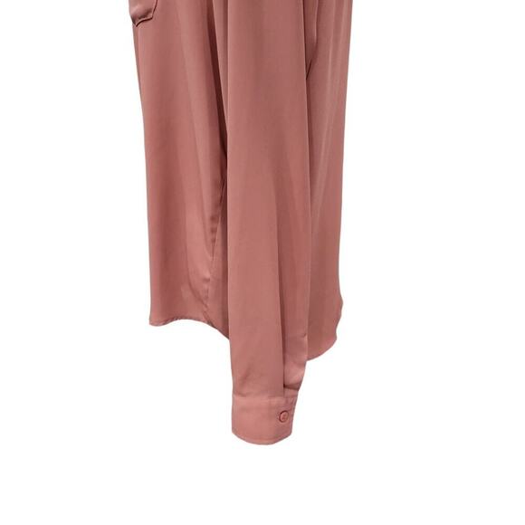 Lulus Boyfriend Fit Casual Button-Down Long Sleeve Blouse Size Medium Mauve - Picture 5 of 11
